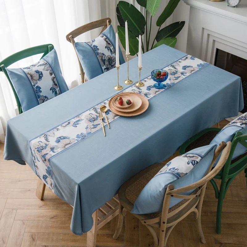 

Chinese square tablecloth simple modern cotton linen compact and fresh rectangular tea tablecloth household tablecloth