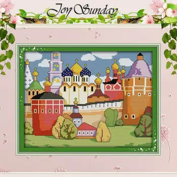 

Spring Castle Patterns Counted Cross Stitch 11 14CT Cross Stitch Set Wholesale Scenery Cross-stitch Kits Embroidery Needlework