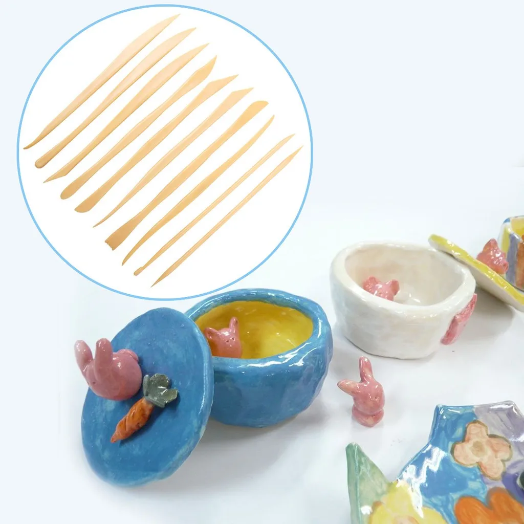 Высокое качество 10 шт. пластиковые поделки Керамика Глина Инструменты с Чехол