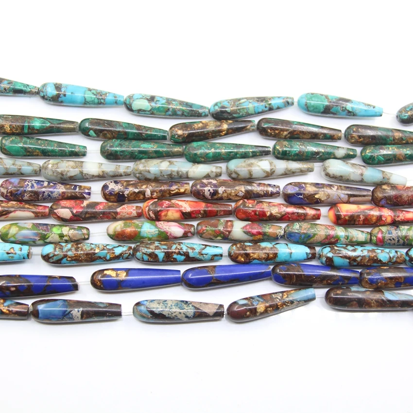 Sea Sediment Imperial Jasper gems Teardrop Pear Drop Beads,Emperor Stone For  Pendants Necklace Charms40x10mm Necklaces Jewelry