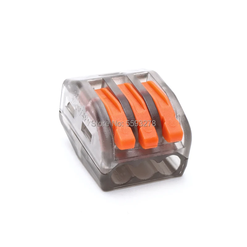 

2Pcs/lot PCT-213 222-413 Universal Compact Wire Wiring Connectors 3 Pin conductor terminal block Push-in Gray quick connector