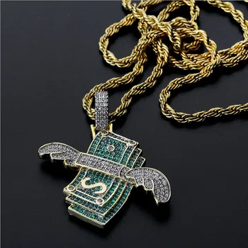 

Flying Money Necklace Wings Cash Pendant Men's Jewelry Punk Hip Hop Rock Style Rap Dancer Handsome Guy Accessories Cool Gifts