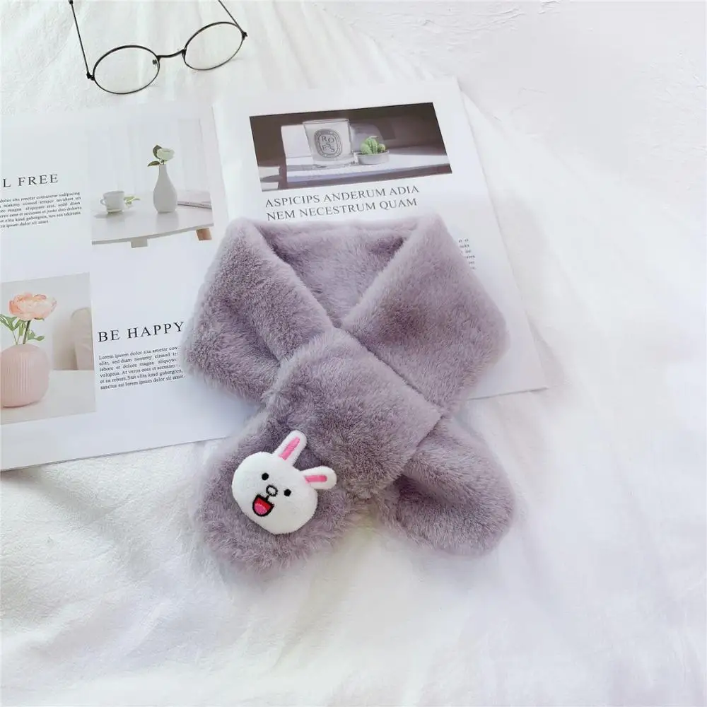Gray3 Модный детский шейный платок, мягкий удобный теплый плюшевый шарф, аксессуары с животными, однотонный шарф для маленьких мальчиков и девочек - Цвет: Gray3