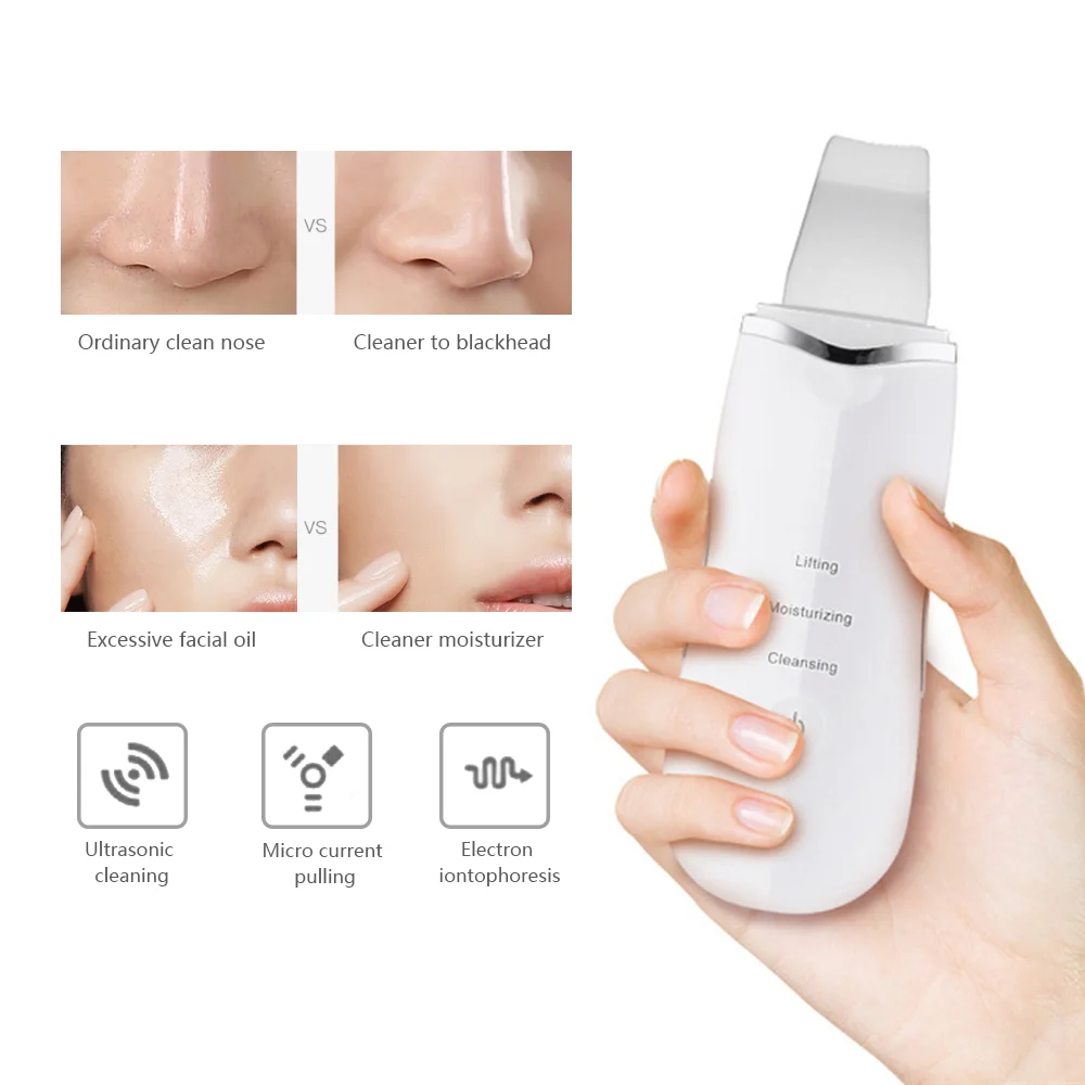 

Rechargeable Face Skin Scrubber Facial Cleanser Peeling Vibration Pimple Exfoliating Pore Cleaner Tools