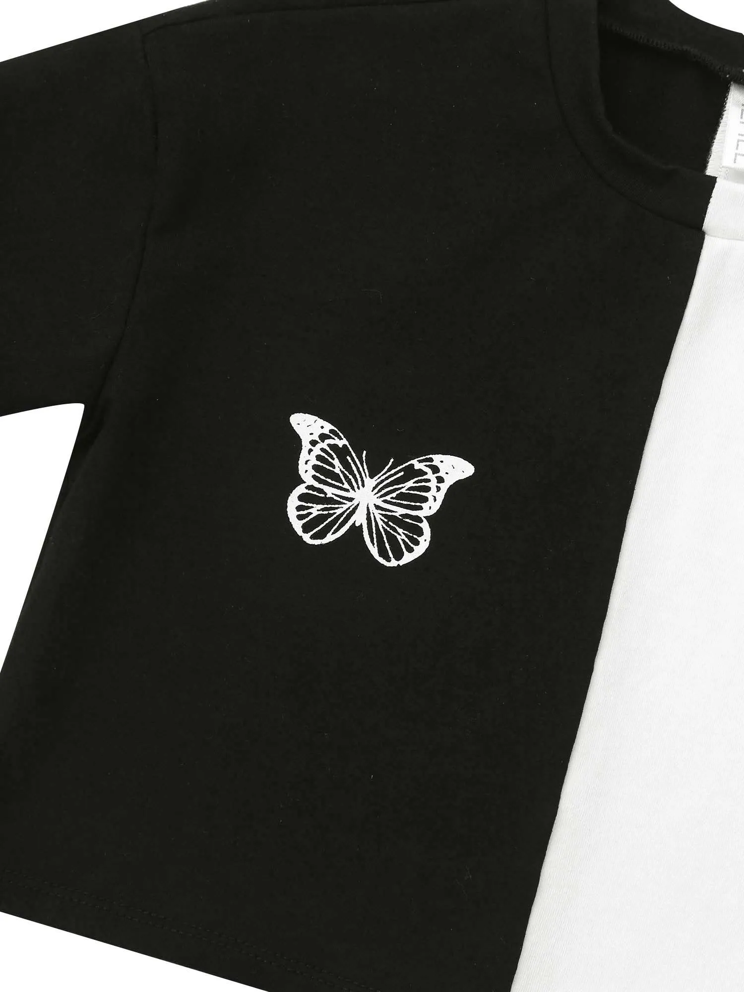 4-16Y Kids Girls Clothes Sets Butterfly Print Crop Tops+Plaid Pants Children Clothing Summer Teen Workout Dancewear Sports Sets