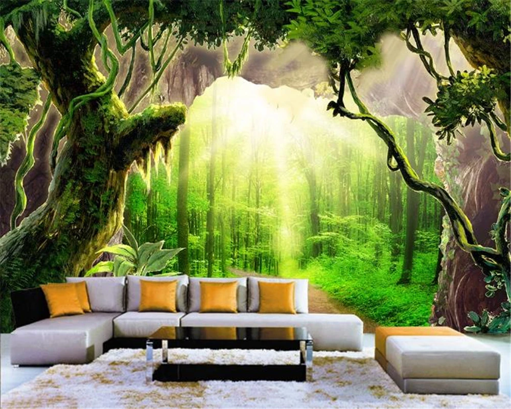 家の装飾のための3d壁紙 熱帯雨林の壁の装飾 単色 風景 室内装飾 Wallpapers Aliexpress