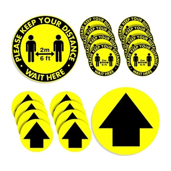 

20 Pcs Social Distancing Stickers,Floor Stickers,Keep 2 Metre Distance Social Distancing Sign,11.8Inch