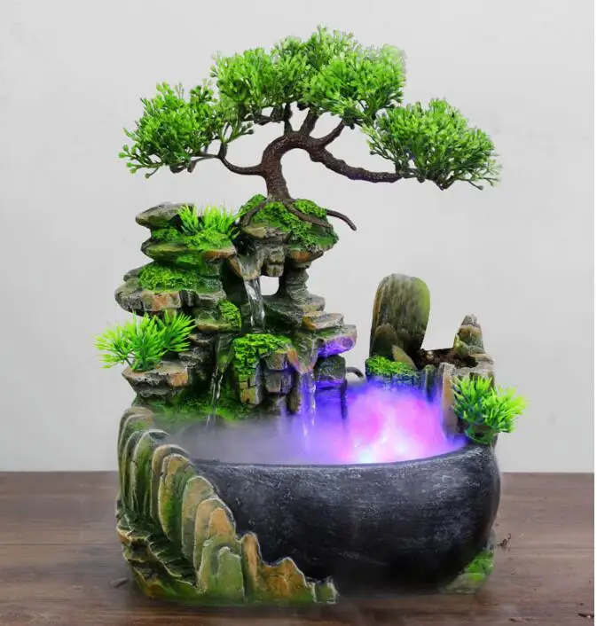 

Miniatures Waterfall Desktop Fountain Geomantic Zen Meditation Waterfall Practical Home Humidifier Decor