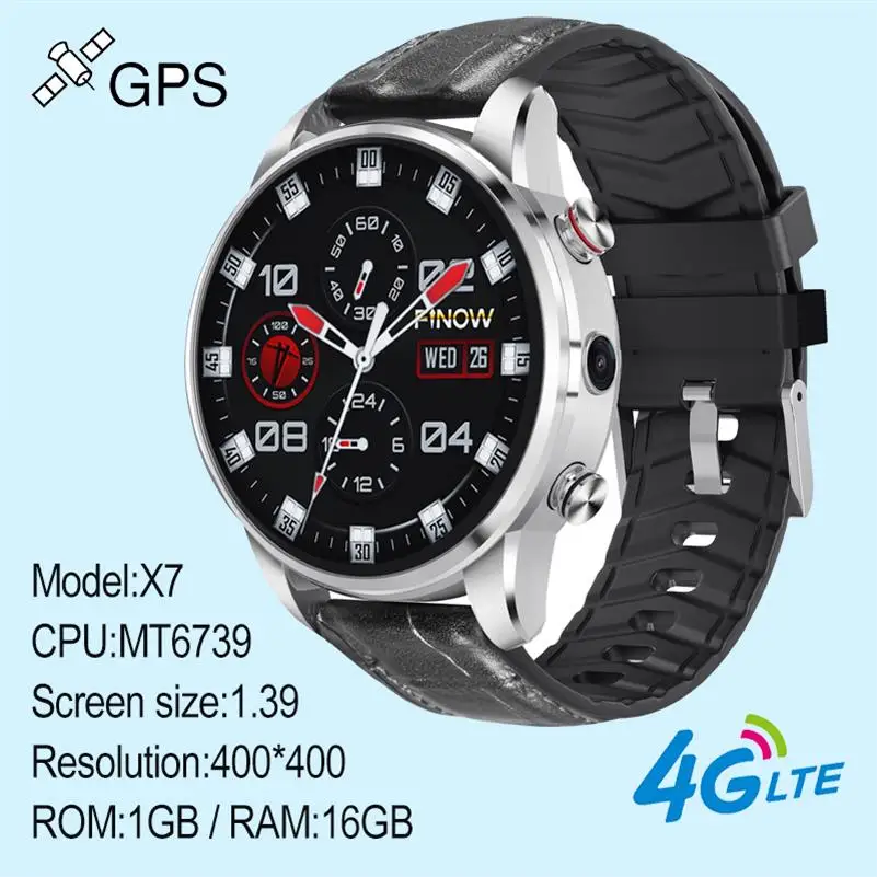 Новые смарт-часы Stlye X7 4G 1,39 дюймов MTK6739 Android 7,1 спортивные Смарт-часы для мужчин фитнес-Пульс для Android и IOS Hua - Цвет: Silver