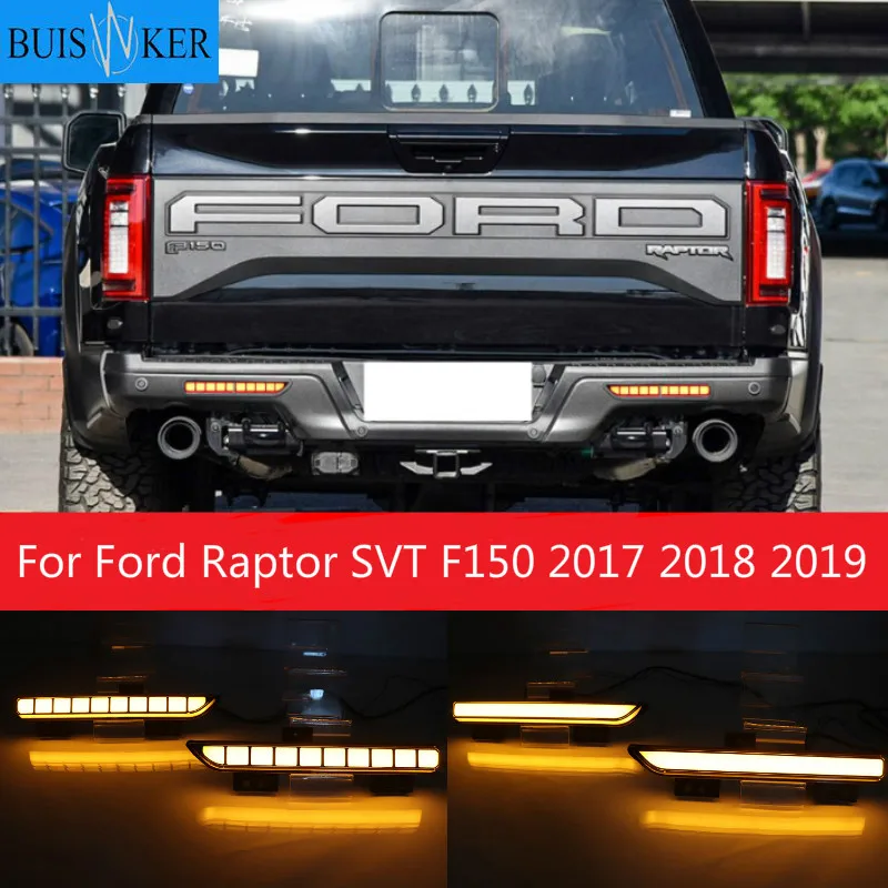 

2Pcs LED Rear Bumper Reflector tail light fog lamp Brake Lights Signal lamp For Ford Raptor SVT F150 2017 2018 2019