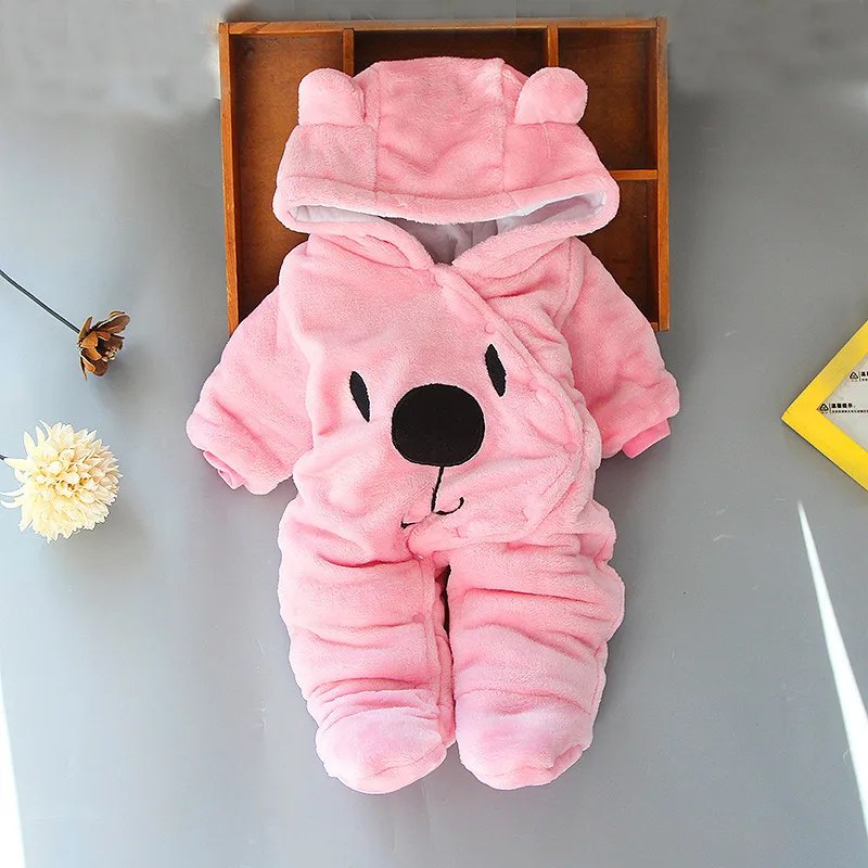 Winter New Born Baby Clothes Unisex Halloween Clothes Toddler Boy Rompers Kids Costume For Girl Infant Jumpsuit 3- 12 Month - Цвет: Розовый