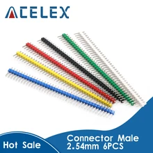 6 pçs/set Conector Header Pinos Macho Tira Cabeçalho Pin Única Linha 2.54 milímetros Pitch 40 pin Kit Conector para PCB board