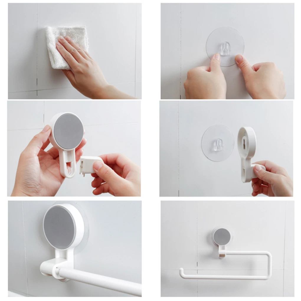 Toilet Paper Holder Kitchen Towel Hook Bathroom Sucker Rack Rotatable Wall-mounted Roll Paper Shelf Organizer