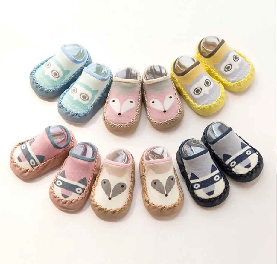 

Spring And Autumn Cartoon Baby Ankle Sock Infant Toddler Anti-slip Leather Sole 0-1-3-Year-Old Combed Cotton Children Floor Sock