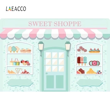 

Laeacco Sweet Shoppe Ice Cream Cake Candy Chocolate Donut Photography Backdrops Baby Birthday Party Photo Backgrounds Photocall