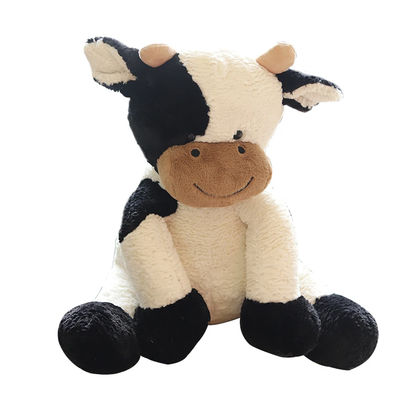 

New 25/35/50cm Kawaii Sitting Milk Cow Plush Toys Lifelike Stuffed Animal Doll Cute Cattle Toys for Children Kids Christmas Gift