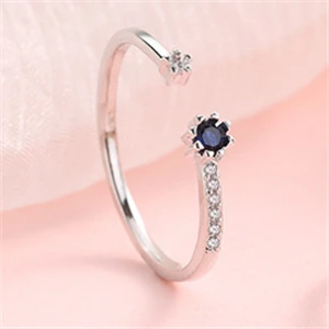 Blue Stone Style 1pc Новое поступление, набор серебряных колец 925 Love Moon с синими кристаллами, Штабелируемый набор обручальных колец для женщин и друзей, ювелирное изделие - Цвет основного камня: Blue Stone Style 1pc