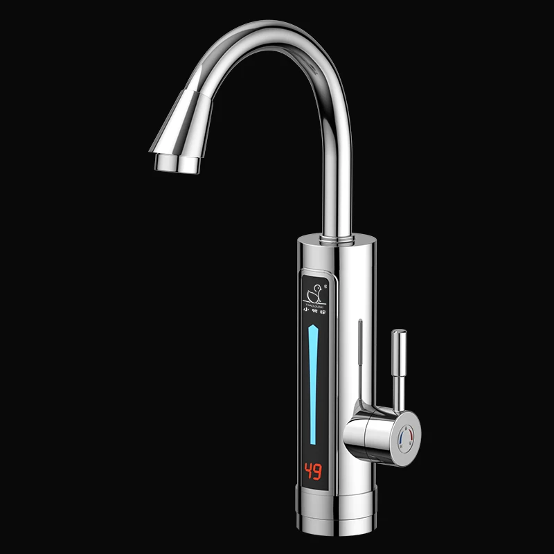 Stainless Steel Electric Water Heater Temperature Display Kitchen Tankless Instant Hot Water Faucet 3300W 2