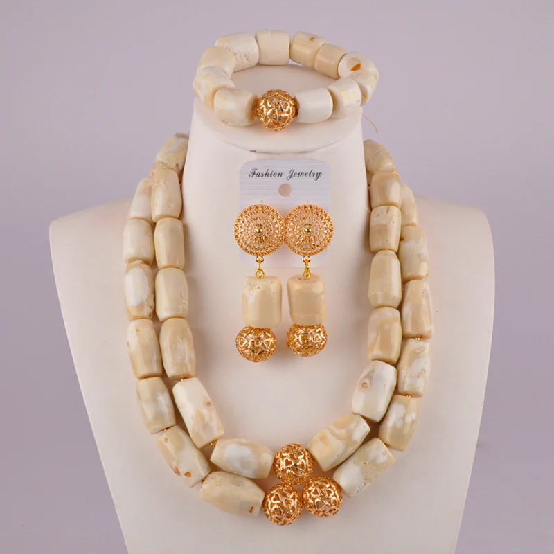 

elegant white coral beads jewelry set nigerian wedding african necklace set C21-30-03