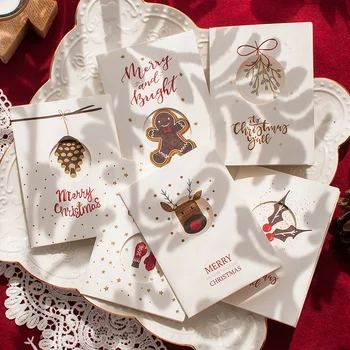 

6pcs/lot Retro Kraft Merry Christmas Greeting Cards New Year Gifts Cards 2020 Xmas Party Decorations Postcards Navidad