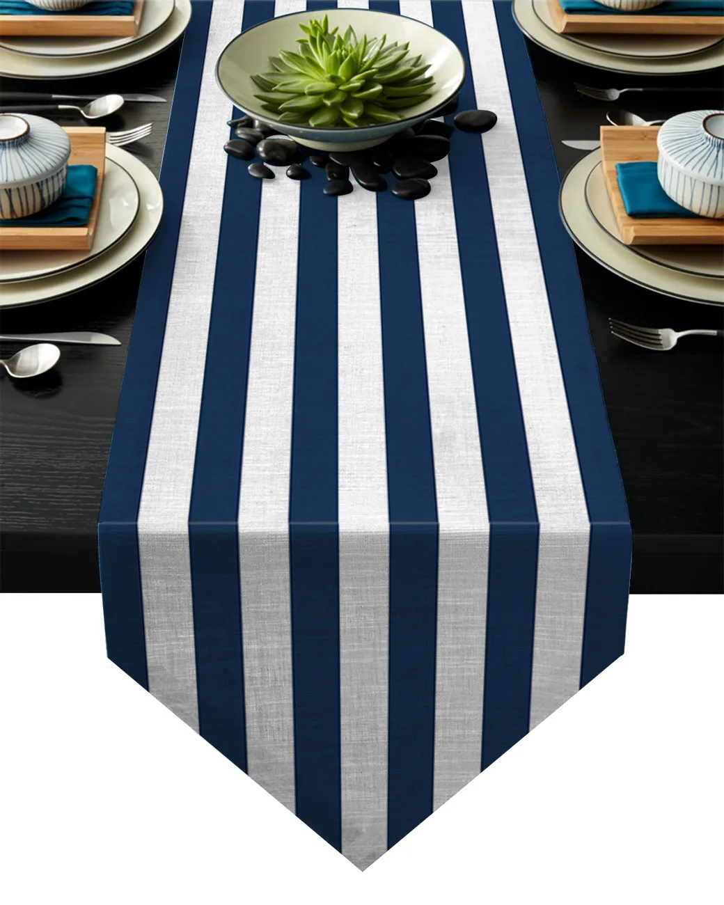 Striped Blue And White Table Runners Tablecloths Decoration Holidays