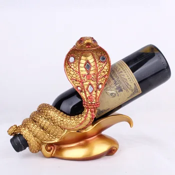 

Cobra Snake Figurine Wine Bottle Display Stand Ornamental Wine Rack Drinking Utensil Party Barware Decor Handicraft Accessories