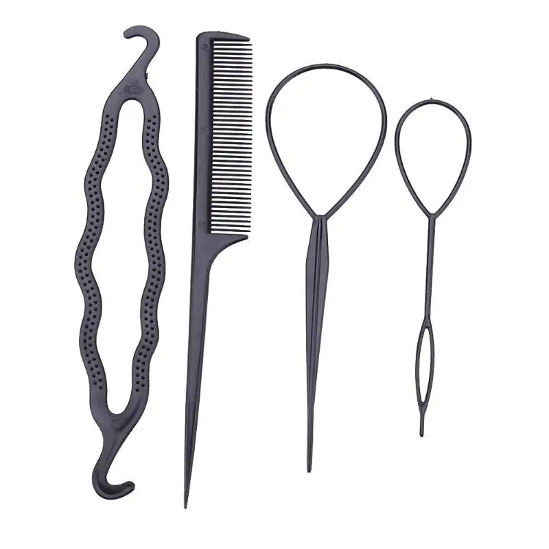 

2/4pcs Hair Styling Tools Ponytail Braider Styling Tail Clip DIY Hairdressing Tools For Girls Hair Braider Hair Bun Plastic Loop