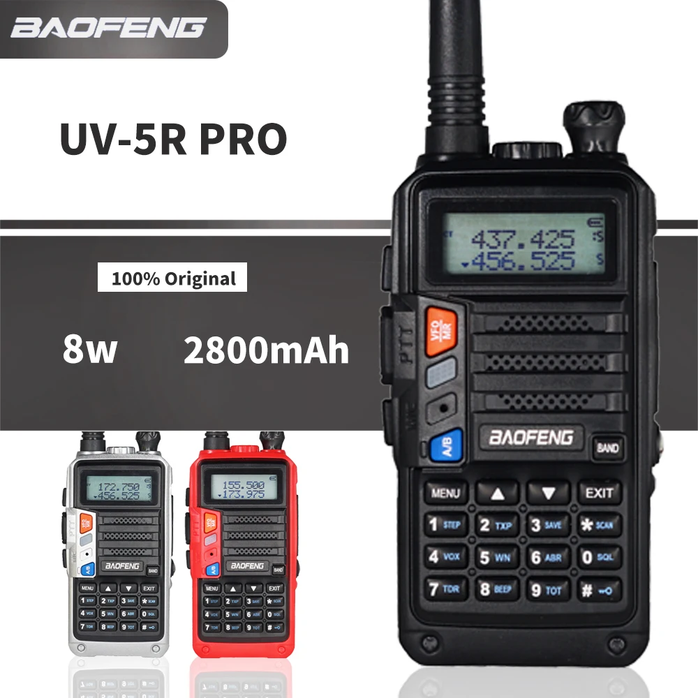 Высокая мощность 8 Вт Baofeng UV 5R Pro Walkie Talkie 10 км двухстороннее радио UV5r портативный
