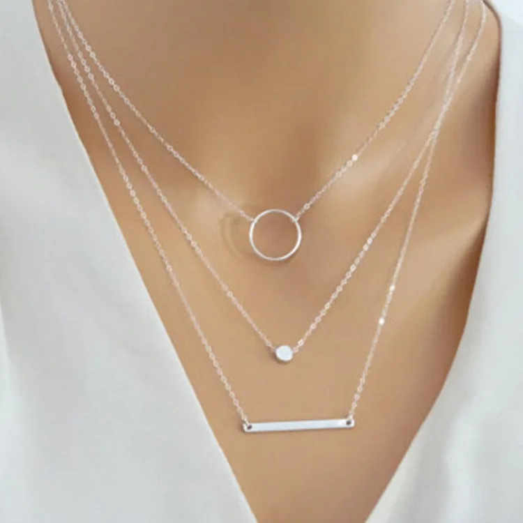 Европейское и американское индивидуальное модное ожерелье с металлическим стержнем - Окраска металла: silver