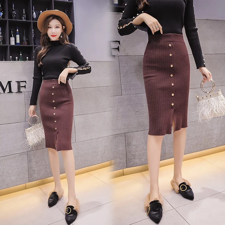 Fa905 new autumn winter women fashion casual sexy Skirt kawaii plus size skirt knitting women skirts harajuku