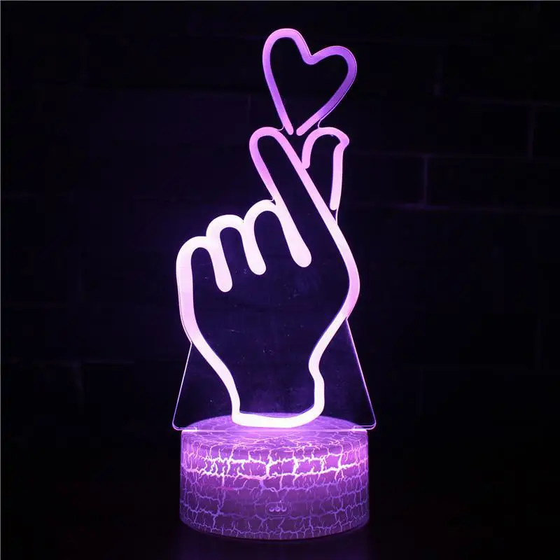 

LOVE HEART SHAPE Valentine's Day Mother's Day Father's Day 7 Color 3d Led Night Lamps Touch Led Usb Table Nightlight kingchip