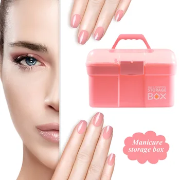 

Cosmetics Storage Container Sundries Case Dual Layered Handheld Nail Art Storage Box Portable Manicure Tools Container