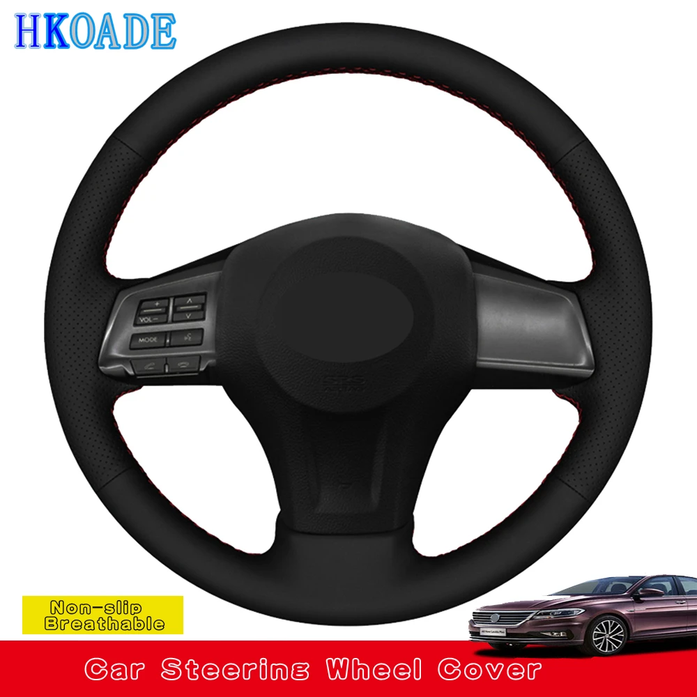 Черный чехол рулевого колеса автомобиля из искусственной кожи для Subaru Forester 2013 2016