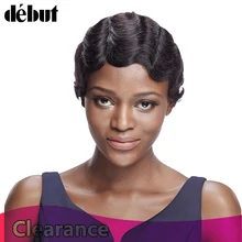 Дебютные водные волны короткие парики из человеческих волос для женщин 8 дюймов натуральный цвет машина сделал парики черные женские бразильские волосы парики подарки