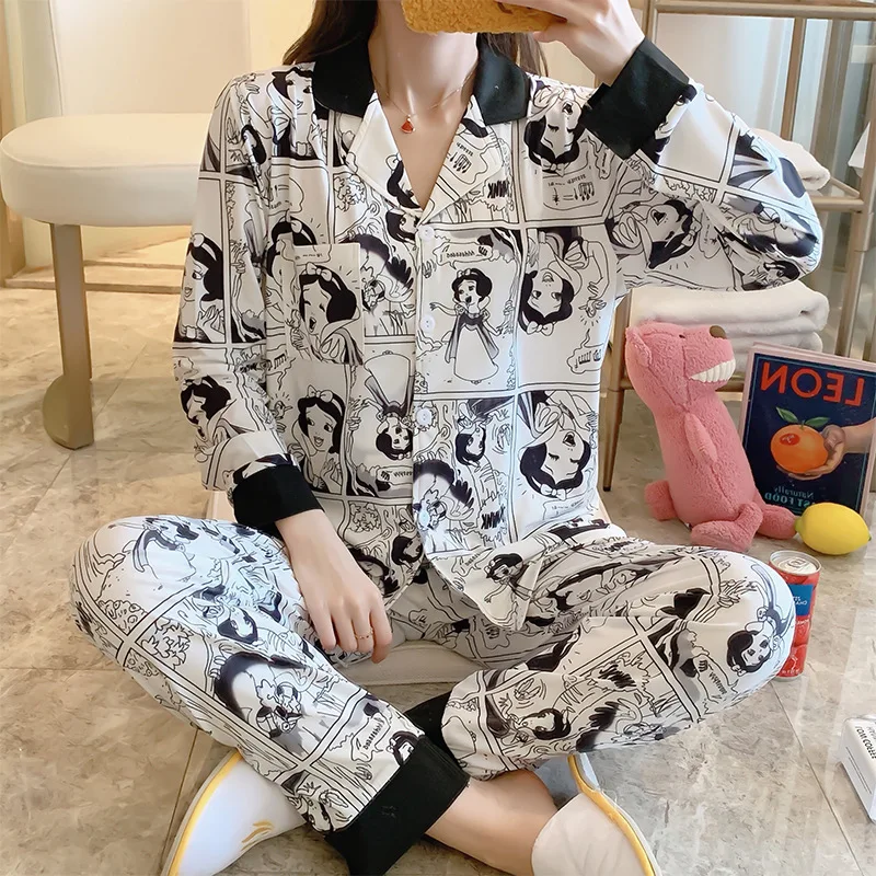 

Spring Pajamas Women Long Sleeve Thailand Hot Selling Cartoon Snow White Princess GIRL'S Qmilch INS Set Tracksuit Women's