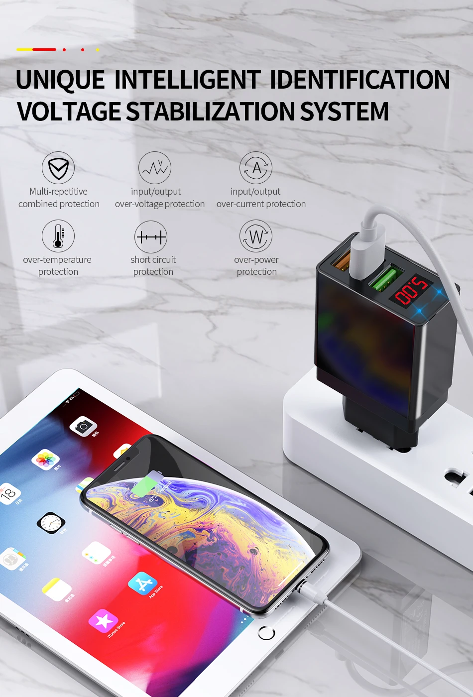 Baseuer 30 Вт QC3.0 светодиодный дисплей зарядное устройство для телефона Быстрая зарядка 3,0 QC USB зарядное устройство для iPhone 11 samsung s10 Xiaomi 9 настенное зарядное устройство