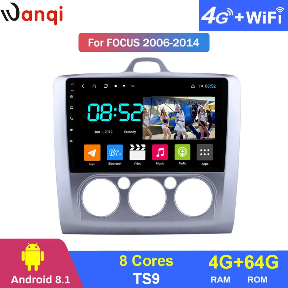 Android 8,1 автомобильный DVD 1din мультимедийная Navi система для Ford focus 2006- Автомобильный gps навигатор стерео Wifi головное устройство