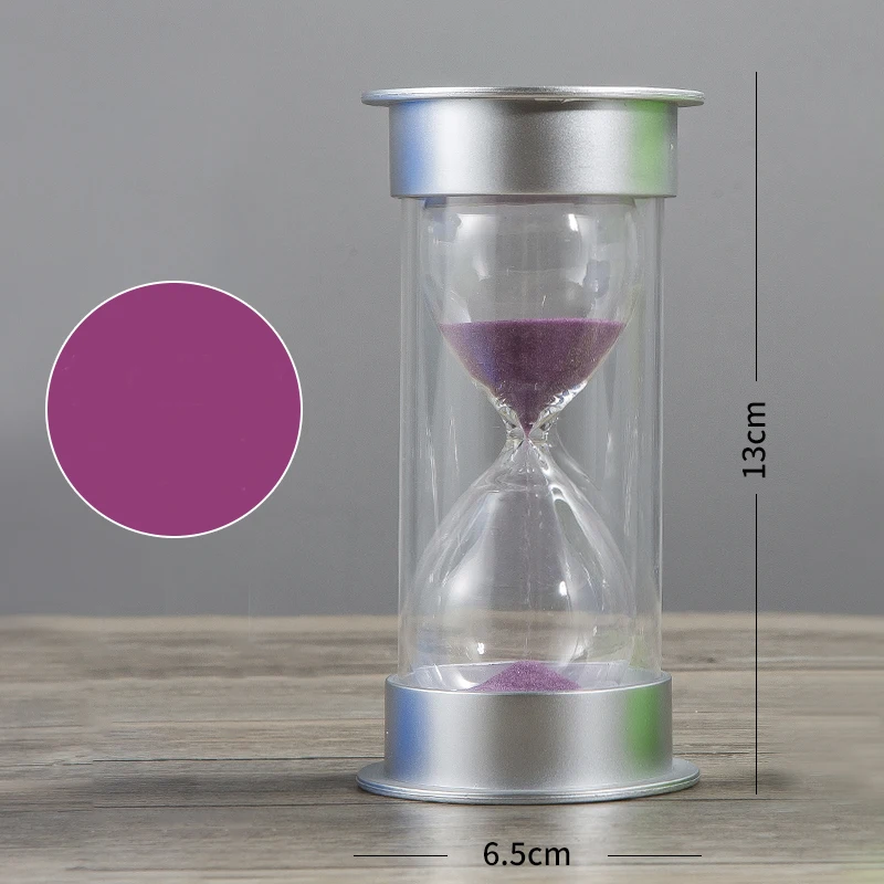 7 цветов песочные часы стекло для часов таймер часы стекло 3 минуты песочное Стекло Мини 5 минут душ таймер Свадебные сувениры украшения дома - Цвет: Silvery Purple