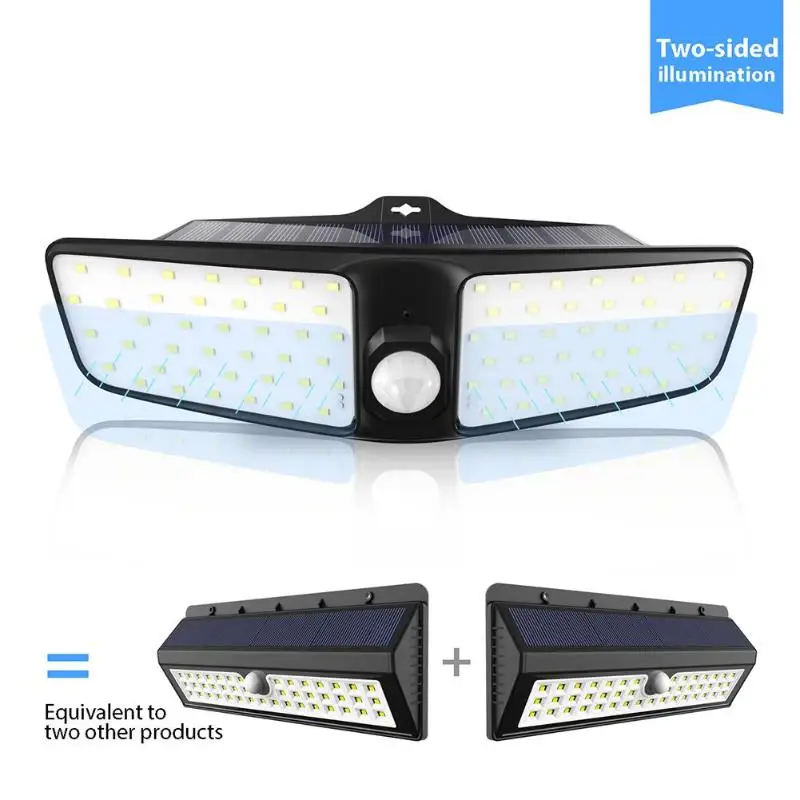 

80LED Double-sided Solar Power Motion Sensor Easy Install Stable performance Transparent PC Wall Lamp Outdoor Garden Yard Light