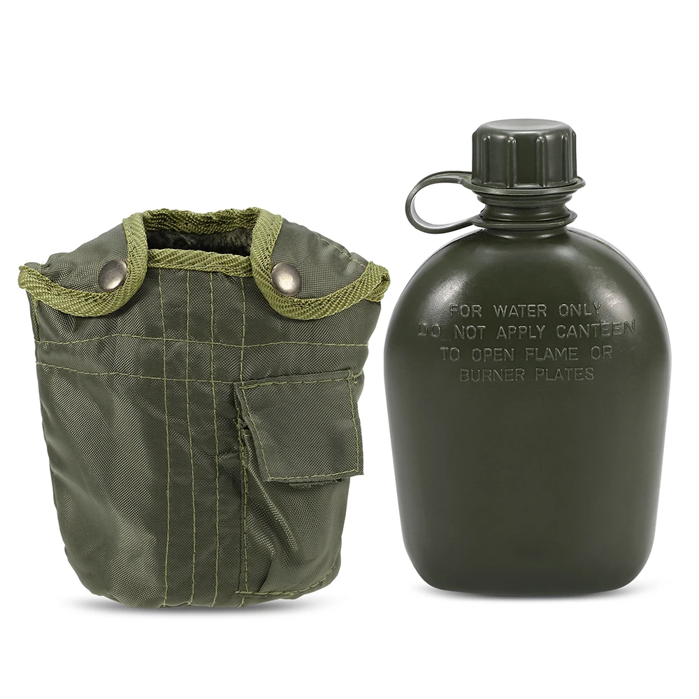 Outdoor Kettle Water Bottle Set with Camouflage Cover Hiking Camping Picnic Travel Accessory Military Canteen