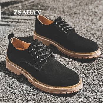 

ZSAUAN 2020 New Arrival Pure Suede Leather Casual Shoes Work Tooling Mens Leisure Daily Footwear Anti-skid Winter / Spring Shoes
