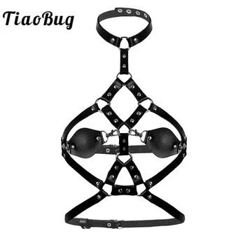 

Women PU Leather Strappy Chest Harness Belts Adjustable Straps Halter Body Sexy Clubwear Punk Gothic Rave Party Costume Bondage