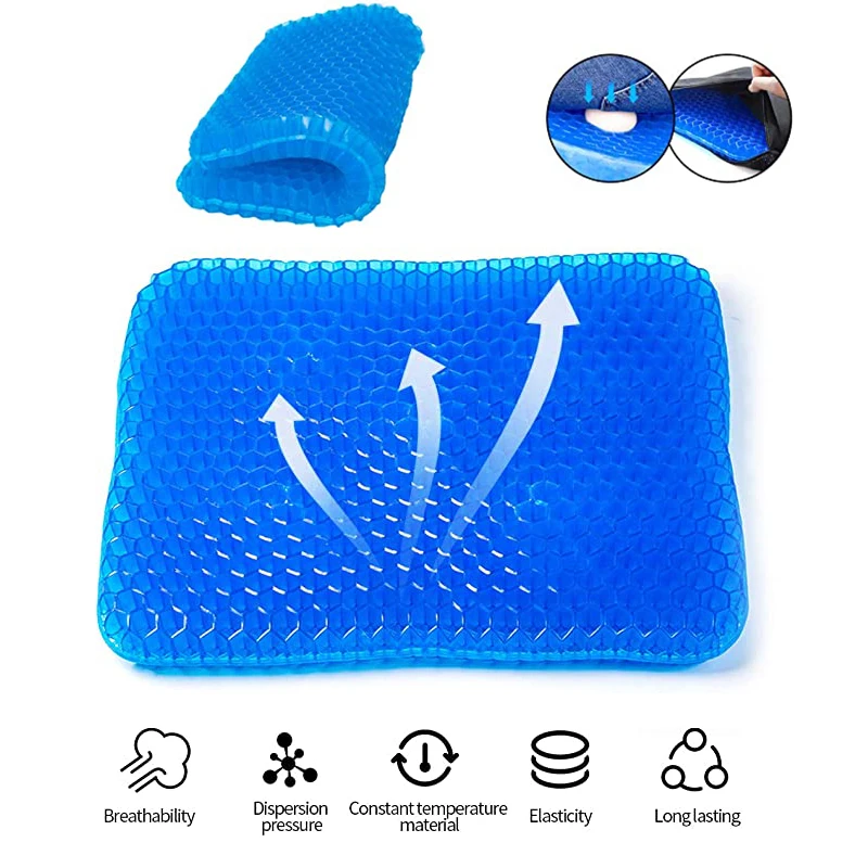

Gel Office Seat Cushion Double Thick Seat TPE Silicone Honeycomb Design Cushion with Non-Slip Mesh Seat for home chair