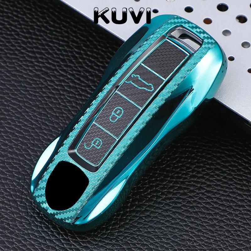 Carbon Tpu Car Key Fob Holder Cover Case For Porsche Cayenne 911 996 Panamera Macan Leather Protection Shell Auto - - Racext™️ - - Racext 21