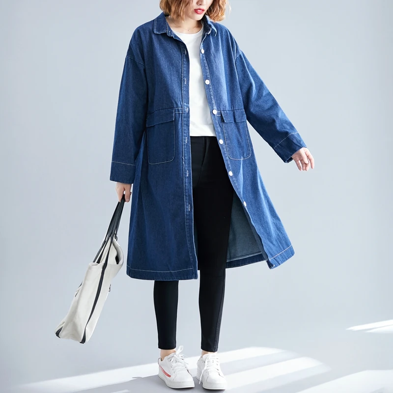 discounted Loose Large Size Tooling Daily Girls Wear Denim Jacket Single-breasted Blue Oversized Female Jacket