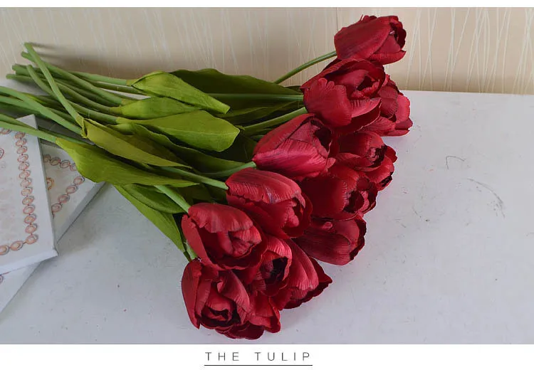 20 unids/lote tulipanes blancos artificiales Flor de seda falsa para novia con flores para Decoration del hogar de la boda