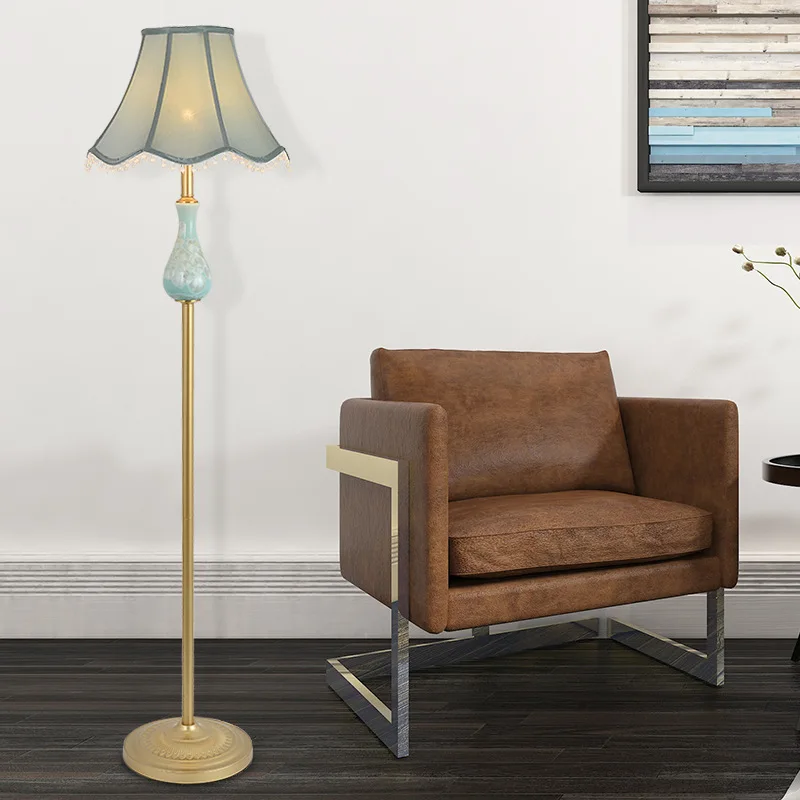 

Ceramic Floor Lamp for Living Room Bedroom Bedside Study Room Standing Lamps for Living Room Royal God Fabric Lamp Stand