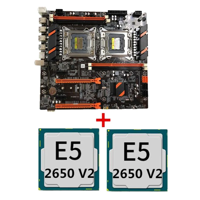 X79 Motherboard LGA 2011-3 Support Dual CPU 4XDDR3 Support 128G Memory for LGA 2011-3 Xeon E5 Series+2X E5 2650 V2 Suit mother board of computer