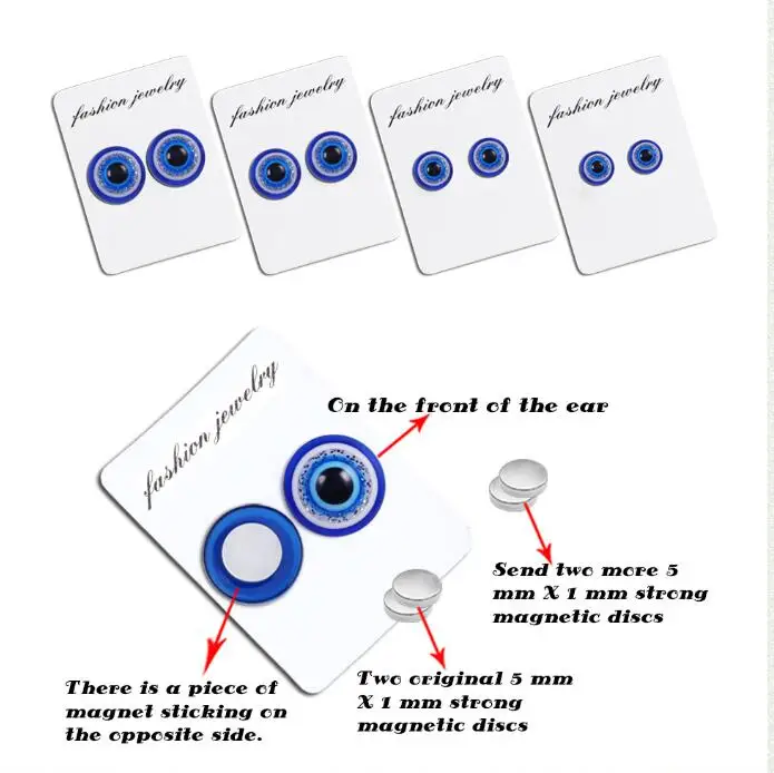 1 пара, голубые глаза, магнитные серьги с запонкой, модные круглые панковские мужские серьги-гвоздики, без пирсинга, серьги-гвоздики для здоровья