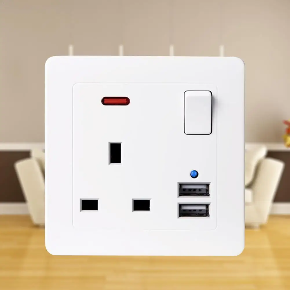Двойная электрическая розетка с USB разъемом настенная стандарта Великобритании
